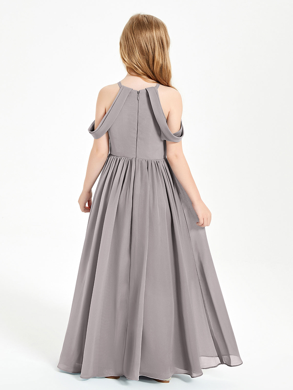 Dreamy Off the Shoulder Bridesmaid Gown for Junior Silver